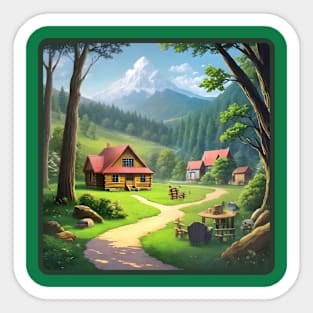 Cozy Cottage in Spring Sticker